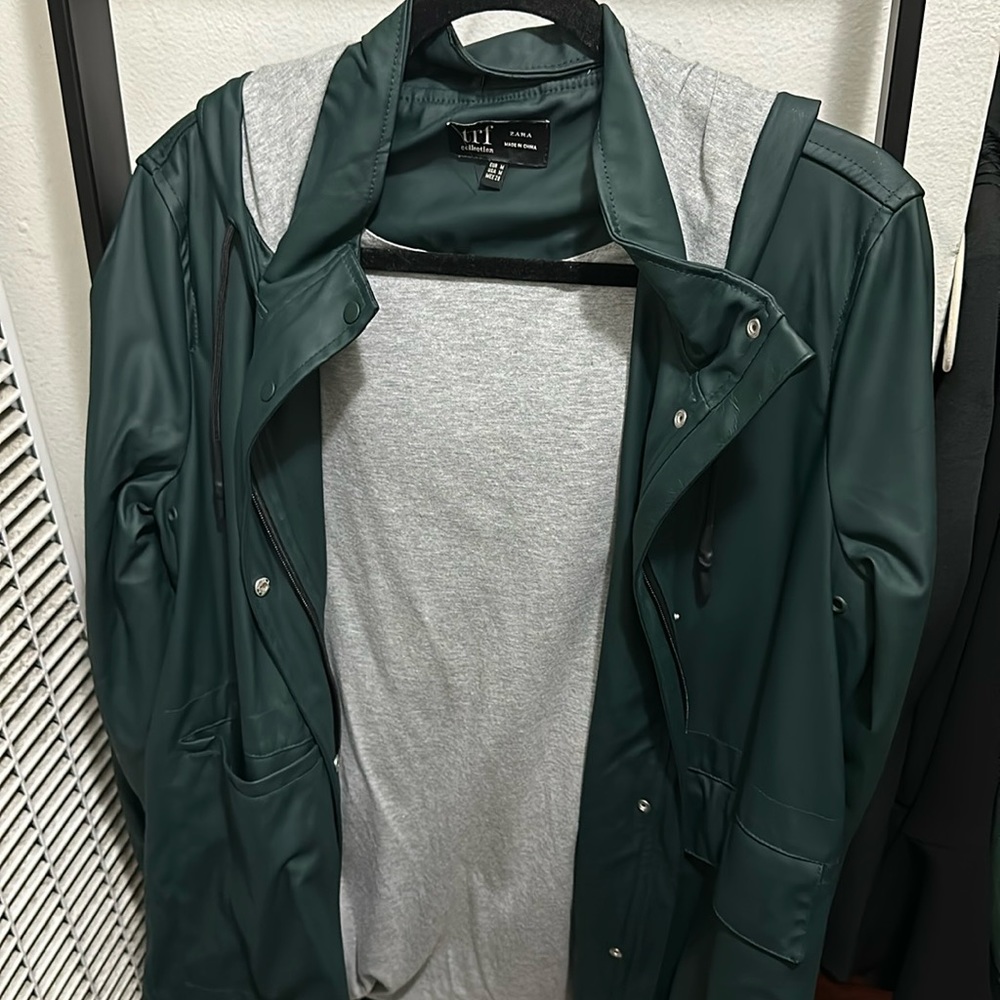 Green rain coat from Zara